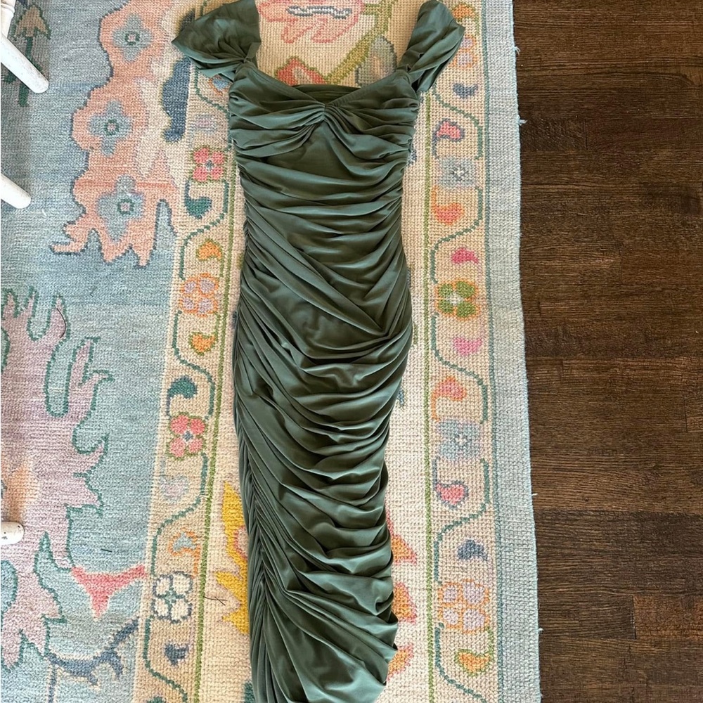 Elegant Green Ruched Dress